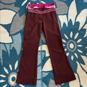 Lululemon Flare Yoga Pants with Pink Waistband